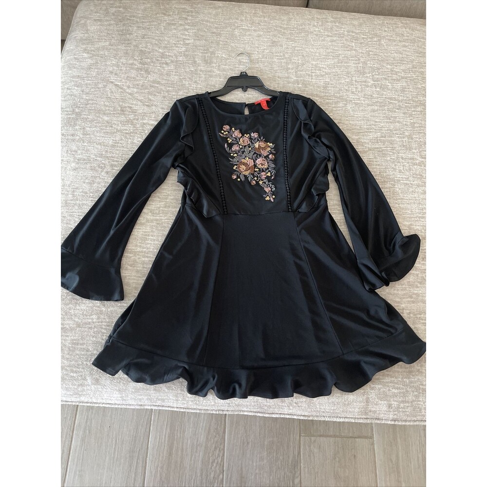 Chelsea & Violet Dress Women's Medium Long Sleeve Floral Black
